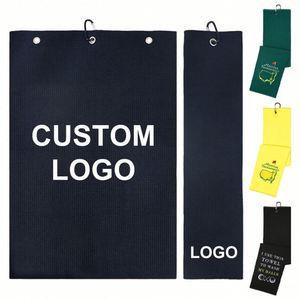 Serviette de golf personnalisée en gros avec logo brodé, serviette de golf gaufrée en microfibre, serviette de nettoyage de golf promotionnelle pour le sport - Product Image 1