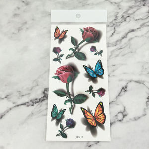 Adesivi <span class=keywords><strong>Vintage</strong></span> stile retrò tatuaggio temporaneo teschio acqua di Rose trasferimento farfalla adesivo del tatuaggio del fiore - Product Image 4