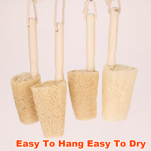 Brosse à tasses en loofah naturel style ferme avec manche en bois, à suspendre, pour le nettoyage de la cuisine - Product Image 5