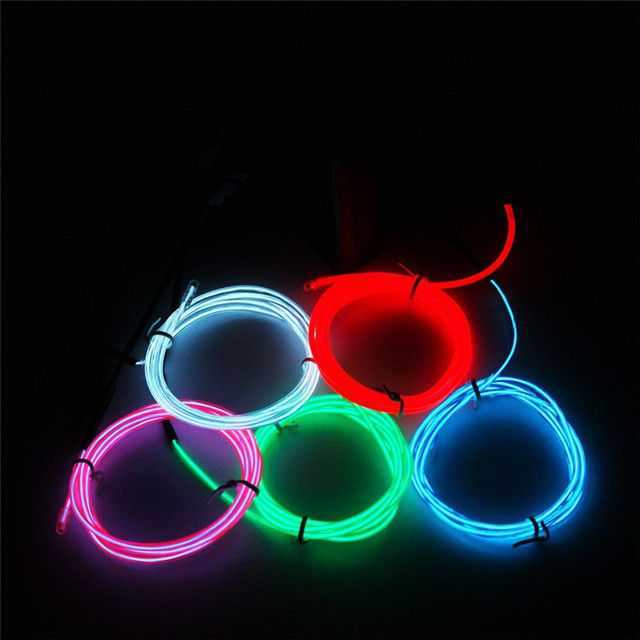 Wholesale 2AA Battery Powered 10 Colors 3M 5m 2.3mm Diameter EL Wire Kit Led Neon Lights