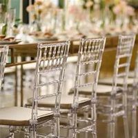 Chaises Chiavari en acrylique transparent de luxe empilables pour banquets, hôtels, événements, fêtes, mariages, vente en gros
