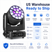 Projecteur LED RVBW 19x15W à tête mobile effet 'Bee Eye' avec zoom 4-60° DMX512 pour DJ, concerts, clubs et mariages - Expédition depuis l'entrepôt américain