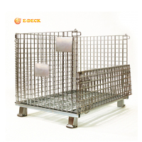 Conteneur à palettes en fil métallique pliable, empilable, durable, galvanisé pour entrepôt