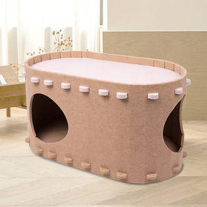 2 Verdiepingen Tellend Vilten Kattengrotbed Voor Meerdere Grote Katten Klauwbaar Krasbestendig Kiekeboe Kattenhuis En Appartementen - Product Image 4