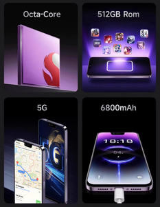 I16ProMax 5G Smartphone ultime prestazioni con punteggio Antutu 500000 + 12GB RAM Dual Sim Card 256 Storage GB per compiti pesanti - Product Image 2