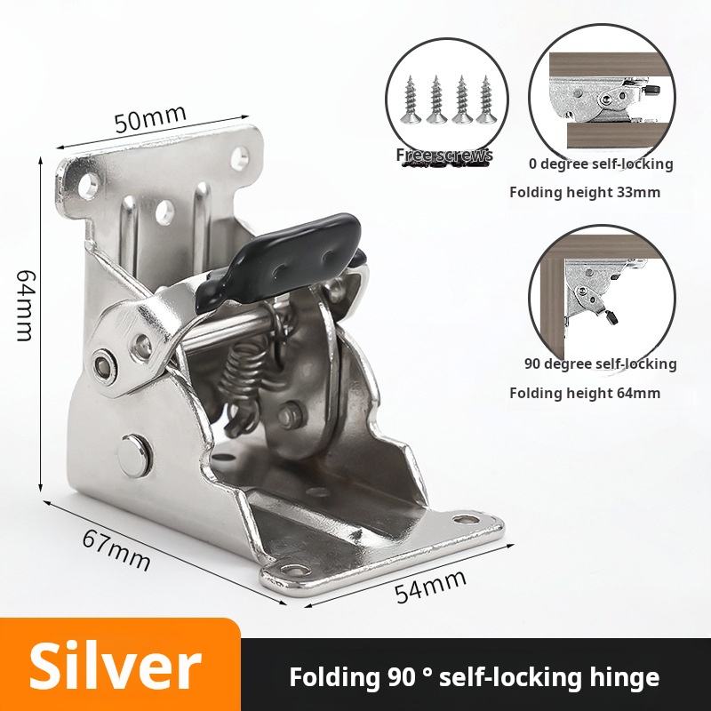 บานพับพับได้ 0-90 องศา สีเงิน