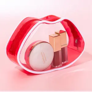 custom private label half moon oval lip shape bulk sublimation transparent pvc travel clear cosmetic bag wholesale makeup bags