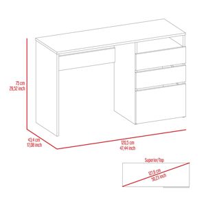 Db Dublin hiện đại ba ngăn kéo bàn máy tính màu xám nhạt bàn văn phòng bằng gỗ với một kệ lắp ráp Bàn máy tính - Product Image 6