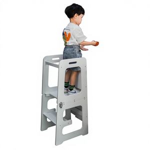 Tour d'apprentissage Montessori réglable, extensible et pliable pour enfants, tabouret d'aide de cuisine en bois pour tout-petits, design moderne pour chambre - Product Image 1