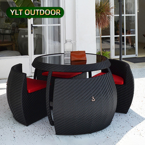 Hiện đại PE mây Ghế Nhà Hàng ăn uống ghế bàn Bộ sân vườn đặt đồ gỗ ngoài trời - Product Image 1