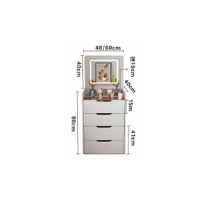 Tủ đựng đồ nhỏ có gương trang điểm có đèn và bàn cạnh giường ngủ tích hợp có ngăn kéo nhỏ cho căn hộ phòng ngủ - Product Image 4