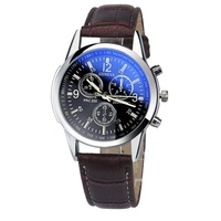 Coffret Cadeau 3 Pièces Montre et Bracelet avec Boîte, Tendance Mode, Cadran Miroir en Verre Bleu Clair, Montre à Quartz pour Homme