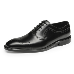 Nouvelles chaussures pour hommes Brookes gravées, en cuir véritable, chaussures derby de mariage, style rétro, en cuir de vachette pleine fleur, chaussures habillées formelles pour affaires. - Product Image 1