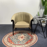 Fauteuil d'appoint de luxe 8202 en cuir PU, dossier incurvé, pour salon et réception