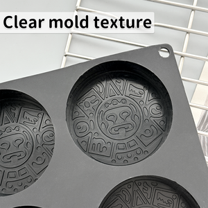 Molde de silicona redondo estilo corte con tótem <span class=keywords><strong>maya</strong></span>, molde de silicona para mousse con sello del Dios Sol, molde de silicona personalizado en pequeñas cantidades - Product Image 2