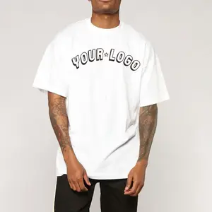 Camiseta hip hop masculina de grandes dimensões em branco com estampa 3D personalizada de algodão pesado para homens