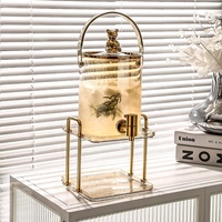 Ensemble Pichet en Verre Thermorésistant avec Robinet, Grande Capacité, pour Boissons Chaudes et Froides, Thé, Jus et Sodas