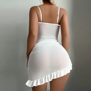 Nouvel ensemble de lingerie transparente pour femme : soutien-gorge push-up à armatures et string, nuisette délicate avec culotte - Product Image 2