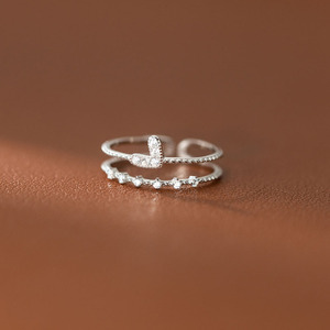 Nhẫn Hợp Thời Trang Mới Thời Trang Nhẫn Đính Hôn Trái Tim Hai Lớp Bằng Bạc Sterling 925 Dành Cho Nữ Bán Sỉ - Product Image 4