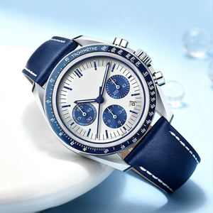 2026 New Men's Steel Alloy <b>Case</b> Quartz Chronograph Sports <b>Watch</b> 30bar Water Resistant Leather Strap - Product Image 1