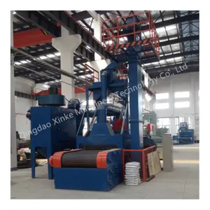 Qingdao Xinke Vibration Cleaning Metal Casting Part Conveyor Type Industrial Sandblasting Net Belt Shot Blasting Machine