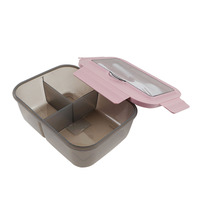 Boîte à lunch avec ensemble de couverts, contenants alimentaires avec 3 compartiments, boîte de préparation des repas pour adultes et enfants, récipient de stockage alimentaire réutilisable