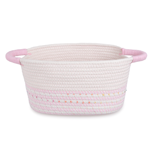 Cesta de Almacenamiento Princesa Rosa Palo, de Cuerda de Algodón, Grande, Plegable, con Asa, para Habitación de Niñas, Decoración de Guardería, Organización de Juguetes Infantiles - Product Image 1