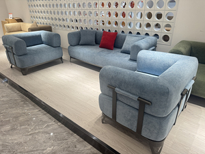 Canapé modulaire sectionnel élégant et moderne en velours côtelé <span class=keywords><strong>gris</strong></span>, sans armature, compressé, à modules détachables, rembourré, anti-acariens pour - Product Image 1