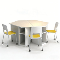 Chaise d'école et table ronde personnalisables avec LOGO, différentes couleurs, table collaborative, table et chaise de classe, mobilier scolaire