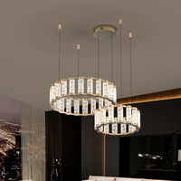 Lustre en cristal, salon à double étage, colonnes en cristal à motif glace haute transparence, transparentes