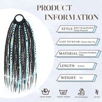Extensions de cheveux tressées, queue de cheval, tresses africaines, extensions de cheveux avec perles, style viking synthétique, queue de cheval bohème dreadlock