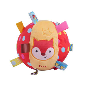 Sonajero de mano de peluche suave con diseño de zorro de dibujos animados personalizado con sonido para bebé recién nacido, antiestrés sensorial y Bola de tela relajante - Product Image 1