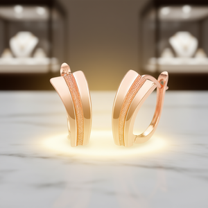 Orecchini a Cerchio E1405 in Oro Rosa, Design Geometrico Minimalista, Gioielli Raffinati da Donna per Uso Quotidiano - Product Image 2