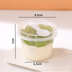 Trong Kho 280Ml 220Ml Sữa Chua Ice Cream Jelly Bánh Nhựa Bánh Hộp <span class=keywords><strong>PP</strong></span> Nhựa Tráng Miệng Ly Với Nắp Và Muỗng - Product Image 5