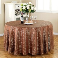 Nappe de table en jacquard brodée de luxe, imperméable et faite à la main pour mariage, hôtel, usage domestique - nappe ronde en polyester