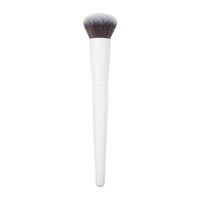 Pinceau à fond de teint professionnel de luxe de haute qualité à manche en bois peint en blanc, poils synthétiques véganes, marque privée