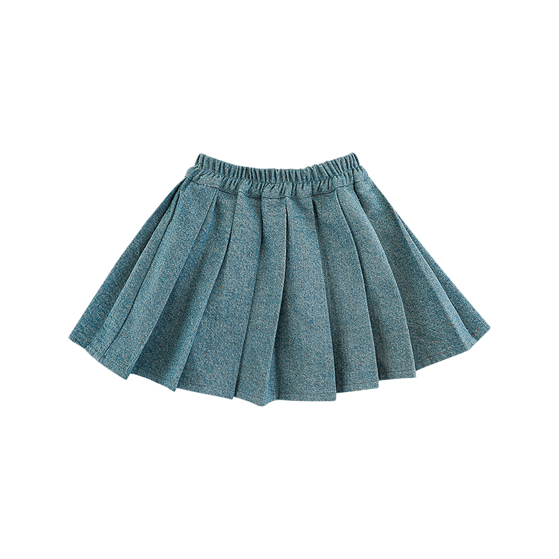 Jeans Skirt for Kids A-Line Denim with Pearls Plaid