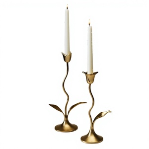 <b>Brass</b> <b>Candlestick</b> <b>Holder</b> Taper Candle <b>Holder</b> Modern Floral Design Home Decoration Durable Metal Candle <b>Holder</b> - Product Image 1