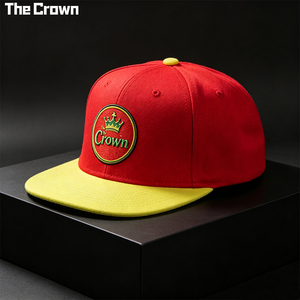 Custom 6 Panel Structured <b>Flat</b> Brim <b>Hat</b> Wholesale Bulk Two Tone Circular Woven Patch Cap Streetwear Casual Beach Manufacturer - Product Image 3