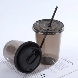 공장 직공급 98mm 지방 커피 일회용 PET 투명 냉 음료 컵 플라스틱 우유 차 컵 커스터마이즈 로고