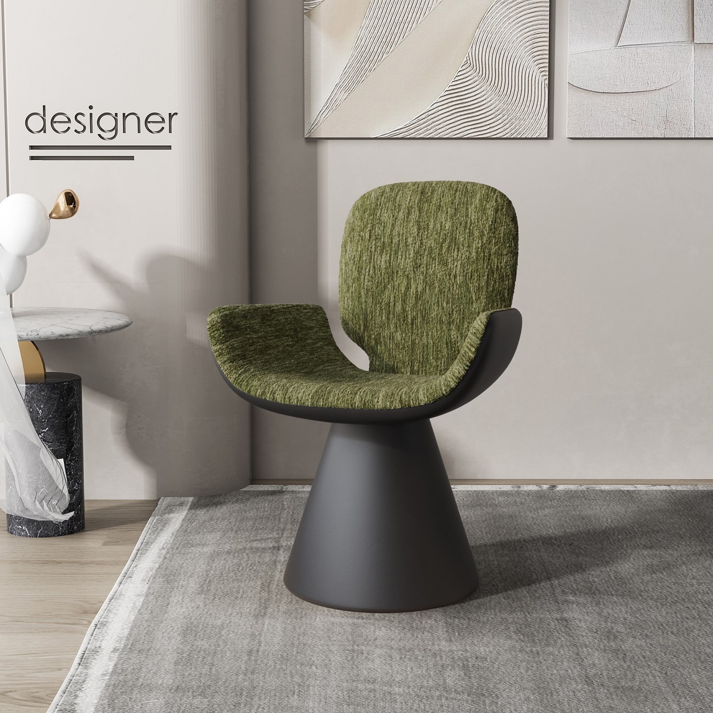 Lino verde avocado con pelle nera [non girevole]