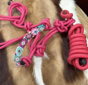 Worldwide Export Heavy Duty Horse Control <b>Halter</b> Comfort Fit Long Term Use Strong Braided Nylon Beaded <b>Rope</b> Leather Material - Product Image 2