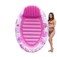 Inflable de agua ovalada cama flotante piscina flotante redonda reclinable al aire libre cama de agua tomando el sol espalda reclinable flotador barco