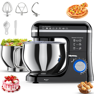Batteur sur socle 5,3 L avec bol en acier inoxydable, 10 vitesses, 1300 W, design à tête inclinable, mélangeur alimentaire électrique à double récipient pour la maison - Product Image 1
