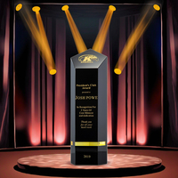 Trophée d'entreprise en cristal de verre haut de gamme, écologique, design colonne étoile noire, gravure laser 3D personnalisée, texte sur mesure, 245 mm
