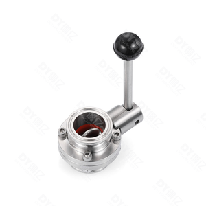 วาล์วผีเสื้อแบบแมนนวล <span class=keywords><strong>DEWIN</strong></span> SS316L Sanitary triclamp วาล์วสแตนเลสแบบใช้มือบังคับพร้อมปะเก็นซิลิโคน เกรดสำหรับอาหาร - Product Image 1
