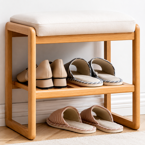 Banco zapatero de madera maciza de haya con asiento acolchado, organizador de almacenamiento para entrada, mueble moderno hecho en Indonesia - Product Image 6