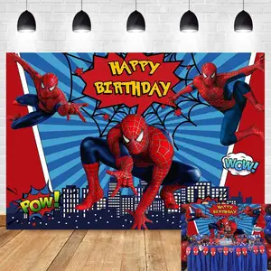 DJTSN-Fondo de superhéroe rojo para fotografía de niños, decoración para fiesta de cumpleaños, fotomatón, 5x3 pies, Spiderman