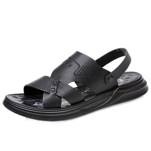 Sandales à lanières HQY en similicuir noir, semelle intermédiaire en mousse, semelle extérieure légère en EVA antidérapante, bout ouvert, couleur unie, mode estivale - Product Image 3