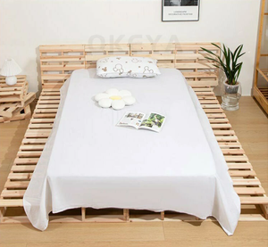 Lit plateforme en bois massif à lattes <span class=keywords><strong>de</strong></span> style Japandi - Cadre <span class=keywords><strong>de</strong></span> lit au sol à profil bas pour des chambres sereines - Product Image 1